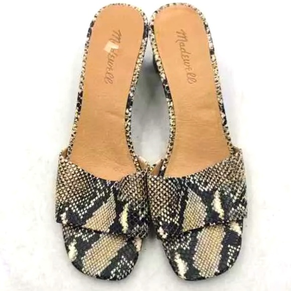 Madewell Python Embossed Leather Slide Sandals Size 9 - Picture 3 of 8
